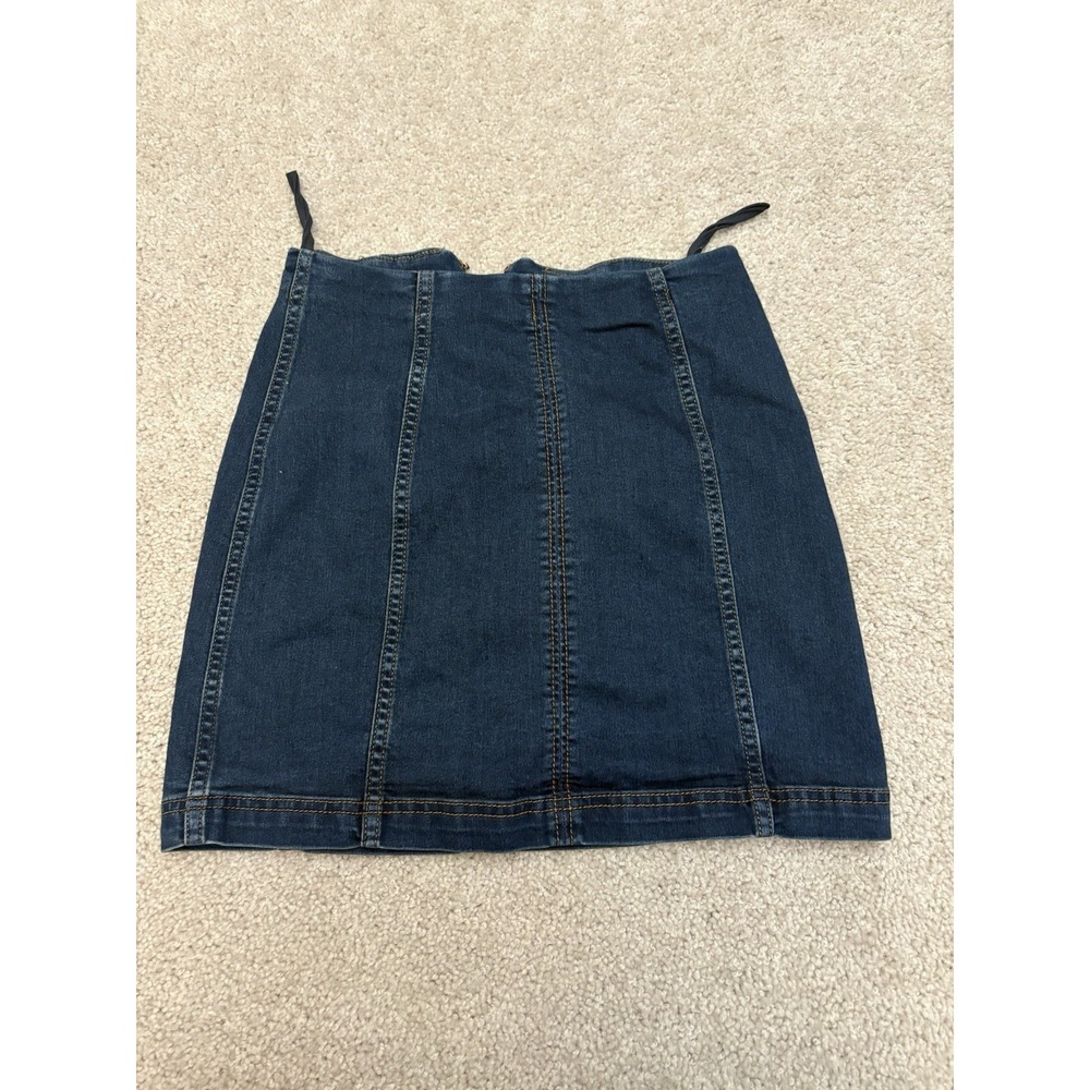 Free People Modern Femme dark wash denim mini skirt Blue Size Small